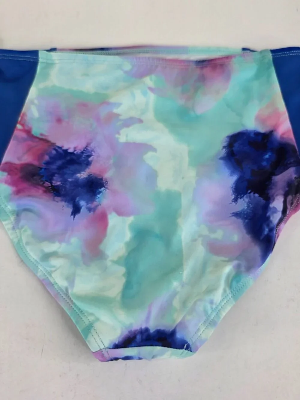 DSG Swim Bottom Girls S 6/8 Blue Floral High Waisted Inky